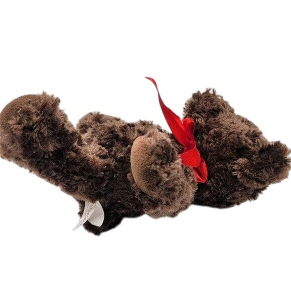 Dan Dee Love Bear Plush Brown 11.5" Sitting Red Rose Ribbon 2014 Valentine's Day - Picture 4 of 10